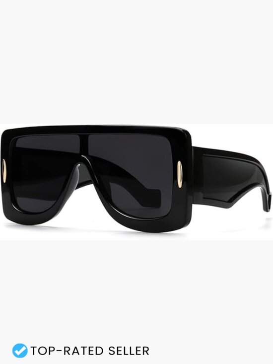 Oversized Flat Top Shield Sunglasses UV400 Non-Polarized Unisex
